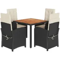 vidaXL 5-delige Tuinset met kussens poly rattan zwart