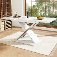 Sweiko Eettafel, uitschuifbaar (118-157 x 75 cm), tafel voor keuken en woonkamer, bijzettafel, uitschuifbaar tot 118-157 cm met behulp van een inlegplaat, eettafel met kruispoten