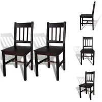 vidaXL Eetkamerstoelen, 2 stuks, donkerbruin, grenenhout - Eetkamerstoelen