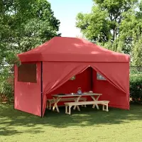 Prolenta Maison Exclusive - Opvouwbare partytent met pop-up systeem en 4 zijpanelen, bordeauxrood