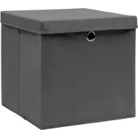 vidaXL Opbergboxen met deksel 10 st 28x28x28 cm grijs