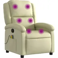 Syfax Massagestoel van echt leer, crèmekleurig