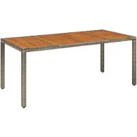 Syfax Tuintafel met houten blad 190x90x75 cm poly rattan grijs