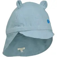 Liewood - Kid's Gorm Linen Sun Hat with Ears - Pet 45-48 cm - 6-9 Months, turkoois