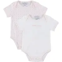 Emporio Armani Romper s/s - 2-pack - Wit/Roze m. Logo's - - 12 mnd - Rompers Korte Mouw
