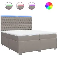 vidaXL Boxspring met matras stof taupe 200x200 cm