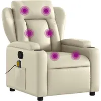 Syfax Massagestoel van kunstleer in crèmekleur