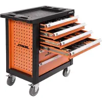 Sthor 58550, Kov (metaal), Zwart, Oranje, 3 lades, 3 lades, Telescopische geleiders met kogellagers, 300 kg