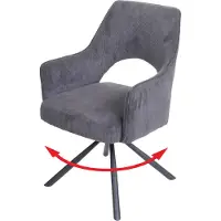 MCW Eetkamerstoel -K30, keukenstoel met rugleuning, draaibaar, automatische positie-instelling, stof/textiel MVG ~ corduroy donkergrijs