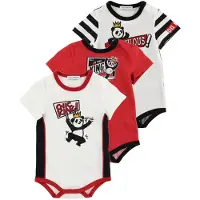 Dolce&Gabbana Rompers s/s - 3-pack - Wit/Rood m. Panda - - 3-6 mnd - Rompers Korte Mouw