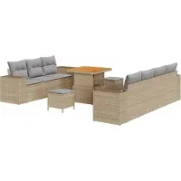 vidaXL Tuinbank Set 10 st 9-Aantal zitplaatsen Beige en Lichtgrijs