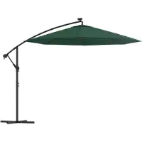 Syfax Zweefparasol met LED-verlichting en metalen paal 300 cm groen