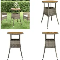 vidaXL Tuintafel Ø60x75 cm, acaciahout en polyrotan, grijs - Tuintafel - Tuintafels - Tuin eettafel - Buiten eettafel