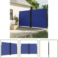 The Living Store Windscherm - Tuinscherm - Tuinscherm uittrekbaar 220x1200 cm blauw - Privacy Screen - Balkon Decoratie - Terrasdecoratie