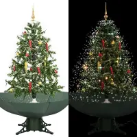 Syfax Kerstboom sneeuwend met paraplubasis 140 cm groen
