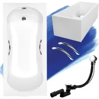 Badland ARIA PLUS ligbad 130 x 70 cm wit met baddrager met handgrepen