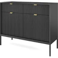 Minio , dressoir "NOVA", 104 cm, zwarte metalen poten, zwarte kleur