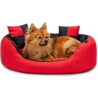 Lionto Hondenbed omkeerbaar, waterafstotend & zacht, 65x50 cm rood/zwart