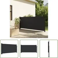 The Living Store Windscherm Uittrekbaar - Windscherm - Windscherm uittrekbaar 100x300 cm zwart - Privacy Screen - Terrasscherm - Balkonscherm
