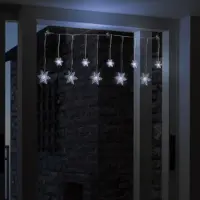 Mojawo Lichtketting, lichtgordijn, sneeuwvlokverlichting, 10 LED's, batterij
