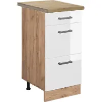 Vicco R-Line Keukenonderkast – 40 cm met laden, WB Eik Wit Hoogglans