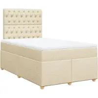 vidaXL Boxspring met matras stof crèmekleurig 120x200 cm