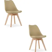 Leobert Set van 2 Stoelen MARK – Donkerbeige, Beukenhouten Poten, Kunststof Zitting met Kunstlederen Kussen, Strak Design, Ergonomisch, Geschikt voor Keuken, Eetkamer, Kantine en Werkruimte, Max. 120 kg