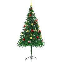 Prolenta Maison Exclusive - Kunstkerstboom met verlichting en ballen, groen, 180 cm
