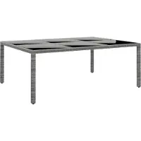 Syfax Tuintafel 200x150x75 cm gehard glas en poly rattan grijs