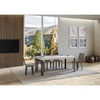 Itamoby - Uittrekbare eettafel 160/264x90 cm, serie Linea Esche, wit tafelblad, antraciet poten