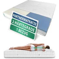 AM Qualitätsmatratzen Partnermatras 180x190cm - Hoogwaardig 7-Zone Pocketveringmatras - twee verschillende hardheden - Zacht (H2) & Gemiddeld (H3) - 24 cm Premium hoogte - 180 x 190cm - Partnermatras