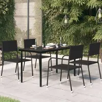 Prolenta Maison Exclusive - Tuin eettafel, zwart, 140x70x74 cm, staal en glas