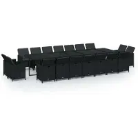 Syfax 19-delige Tuinset met kussens poly rattan zwart