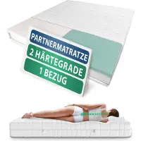 AM Qualitätsmatratzen 7-zone partnermatras met 1000 veren 180 x 190 cm - 24 cm Premium hoogte - 1.000 veren pocketveringmatras 180x190cm - Twee hardheidsgraden - Zeer zacht (H1) & Zacht (H2)