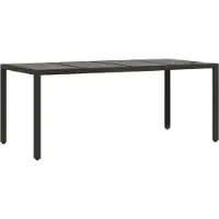Syfax Tuintafel met glazen blad 190x90x75 cm poly rattan zwart