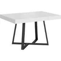 Ityhome - Uittrektafel 130/390x90 cm, model Zeplir, esdoornhout, wit, tafelpoten antraciet
