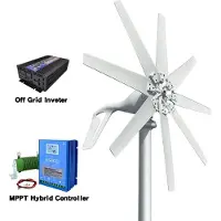 OEM Windturbine, MPPT-hybride regelaar, kleine horizontale windmolen van 1000W, met omvormersysteem, 1000W, 12V