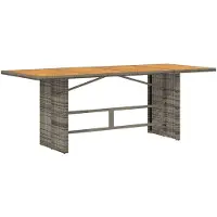 Syfax Tuintafel met acaciahouten blad 190x80x75 cm poly rattan grijs