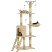 Syfax Kattenkrabpaal met sisal krabpalen 138 cm beige