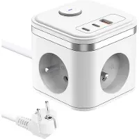 Viking Verlengsnoer YC33 met 3 stopcontacten + 3x USB, 1,4 meter en schakelaar