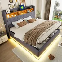 STILVORA Wit kinderbed 90x200 – Schelpkop met kroon – 2 opberglades – LED-verlichting – PU kunstleer