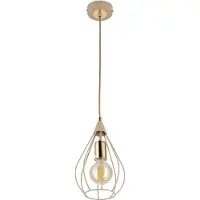 HowHomely | Hanglamp - Noa - 17 cm - Beige met gouden accenten - Moderne loftlamp - Ideaal voor de eetkamer