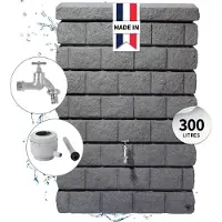 Graf GARANTIA ROCKY Junior wandtank complete-set 300 L dark granite incl. chroom aftapkraan en regenpijp aansluiting