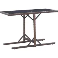 Syfax Tuintafel 110x53x72 cm glas en poly rattan bruin
