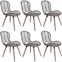 Syfax Eetkamerstoelen 6 st natuurlijk rattan bruin