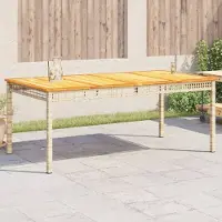 Prolenta Maison Exclusive - Tuintafel, beige, 180x90x75 cm, polyrotan, acaciahout