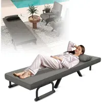 XMTECH Slaapfauteuil 3-in-1, verstelbare rugleuning voor maximaal comfort, robuust metalen frame, elegante linnen bekleding, donkergrijs