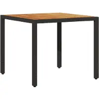 Syfax Tuintafel met acaciahouten blad 90x90x75 cm poly rattan zwart