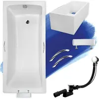 Badland OPTIMA PREMIUM ligbad 170 x 70 cm wit met baddrager met handgrepen met hoofdsteun