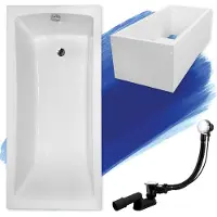 Badland OPTIMA ligbad 160 x 70 cm wit met baddrager